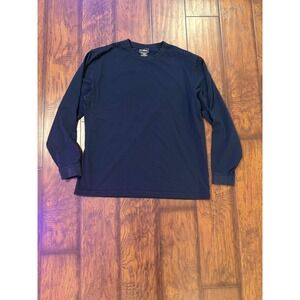 L.L.Bean Men's Large Long Sleeve Tee Navy Blue Traditional Fit 100% Cotton